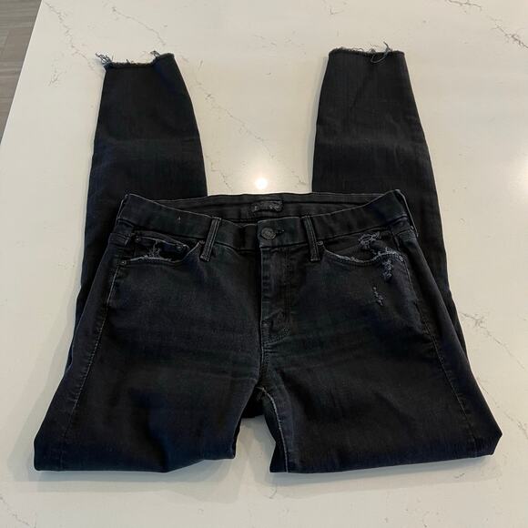 Mother Looker Ankle Fray Black Jeans in‎ Guilty As Sin Size 26 - Picture 5 of 13